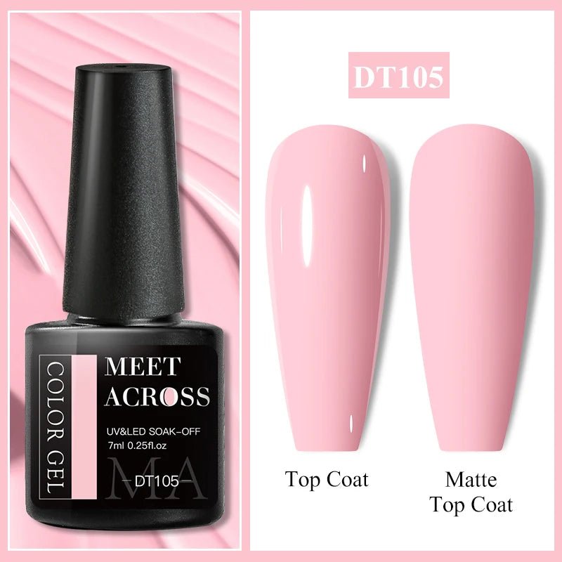 MEET ACROSS 7ml Gel Nail Polish Spring 140 Colors For Fall Decoration Semi Permanent Matte Top Coat Nail Art UV Gel Varnish - Paola Center