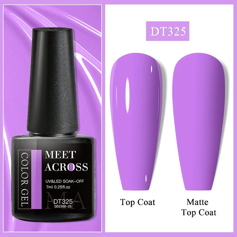 MEET ACROSS 7ml Gel Nail Polish Spring 140 Colors For Fall Decoration Semi Permanent Matte Top Coat Nail Art UV Gel Varnish - Paola Center