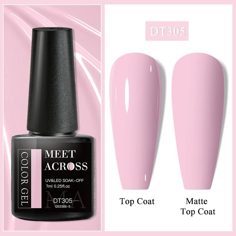 MEET ACROSS 7ml Gel Nail Polish Spring 140 Colors For Fall Decoration Semi Permanent Matte Top Coat Nail Art UV Gel Varnish - Paola Center