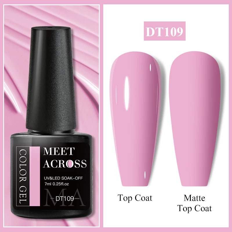 MEET ACROSS 7ml Gel Nail Polish Spring 140 Colors For Fall Decoration Semi Permanent Matte Top Coat Nail Art UV Gel Varnish - Paola Center