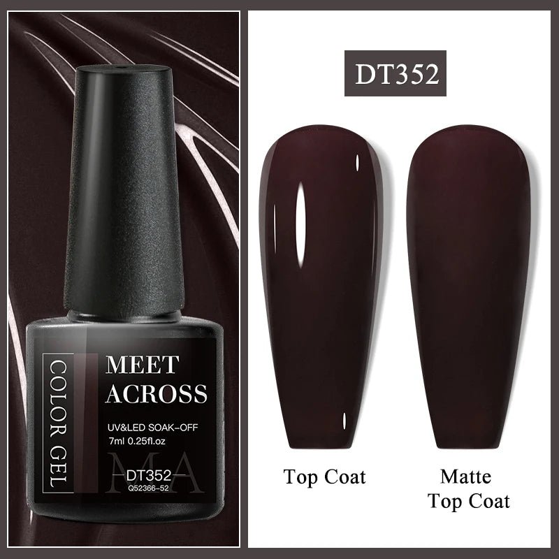 MEET ACROSS 7ml Gel Nail Polish Spring 140 Colors For Fall Decoration Semi Permanent Matte Top Coat Nail Art UV Gel Varnish - Paola Center