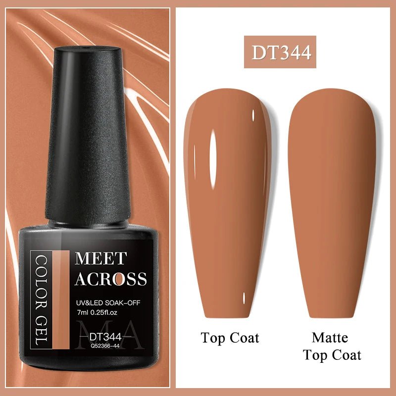 MEET ACROSS 7ml Gel Nail Polish Spring 140 Colors For Fall Decoration Semi Permanent Matte Top Coat Nail Art UV Gel Varnish - Paola Center