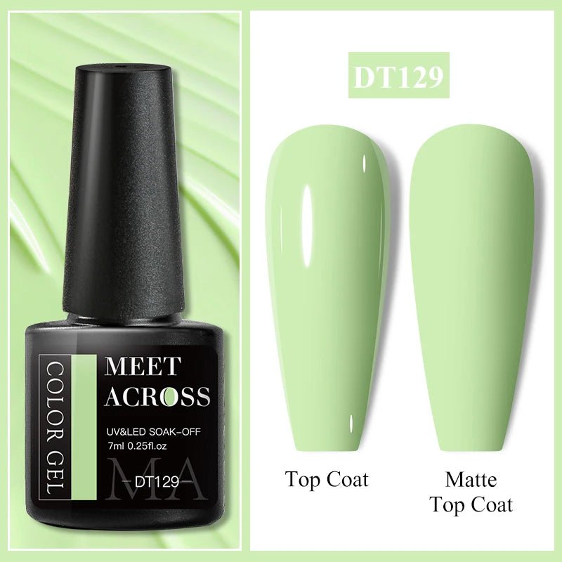 MEET ACROSS 7ml Gel Nail Polish Spring 140 Colors For Fall Decoration Semi Permanent Matte Top Coat Nail Art UV Gel Varnish - Paola Center
