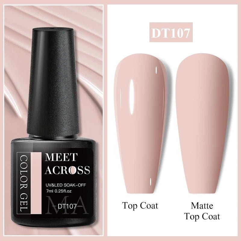 MEET ACROSS 7ml Gel Nail Polish Spring 140 Colors For Fall Decoration Semi Permanent Matte Top Coat Nail Art UV Gel Varnish - Paola Center