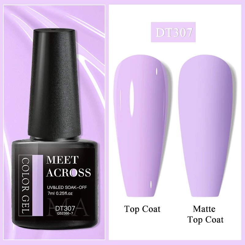 MEET ACROSS 7ml Gel Nail Polish Spring 140 Colors For Fall Decoration Semi Permanent Matte Top Coat Nail Art UV Gel Varnish - Paola Center
