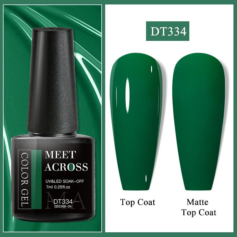MEET ACROSS 7ml Gel Nail Polish Spring 140 Colors For Fall Decoration Semi Permanent Matte Top Coat Nail Art UV Gel Varnish - Paola Center