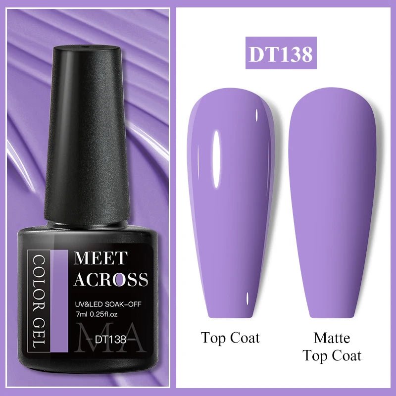 MEET ACROSS 7ml Gel Nail Polish Spring 140 Colors For Fall Decoration Semi Permanent Matte Top Coat Nail Art UV Gel Varnish - Paola Center