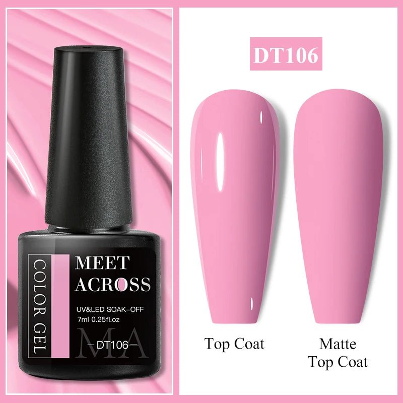 MEET ACROSS 7ml Gel Nail Polish Spring 140 Colors For Fall Decoration Semi Permanent Matte Top Coat Nail Art UV Gel Varnish - Paola Center