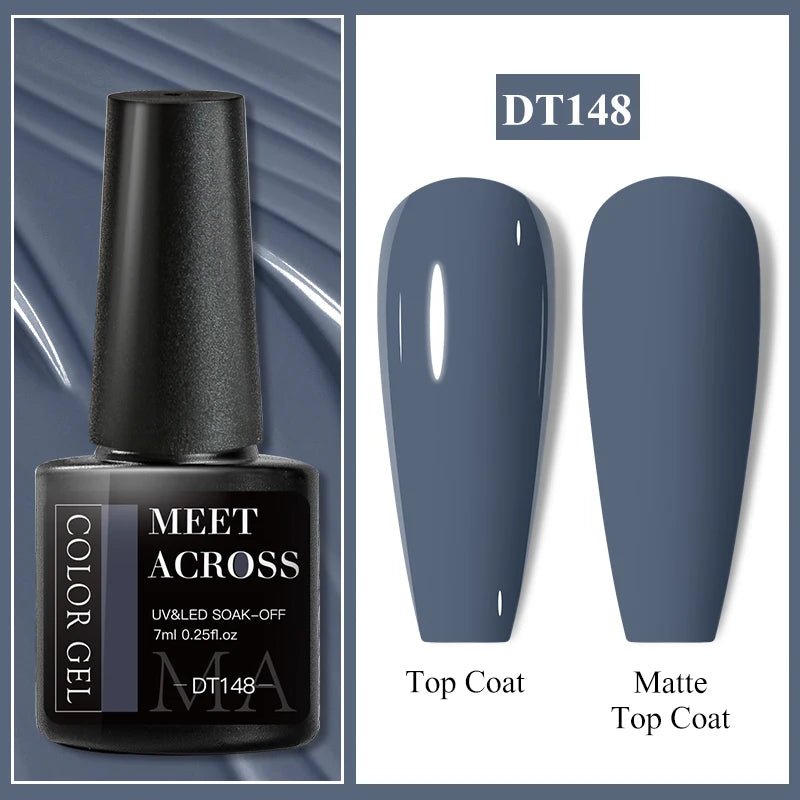 MEET ACROSS 7ml Gel Nail Polish Spring 140 Colors For Fall Decoration Semi Permanent Matte Top Coat Nail Art UV Gel Varnish - Paola Center