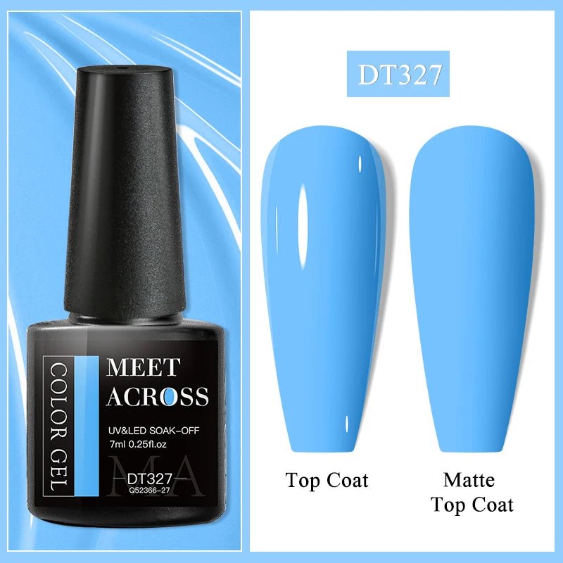 MEET ACROSS 7ml Gel Nail Polish Spring 140 Colors For Fall Decoration Semi Permanent Matte Top Coat Nail Art UV Gel Varnish - Paola Center