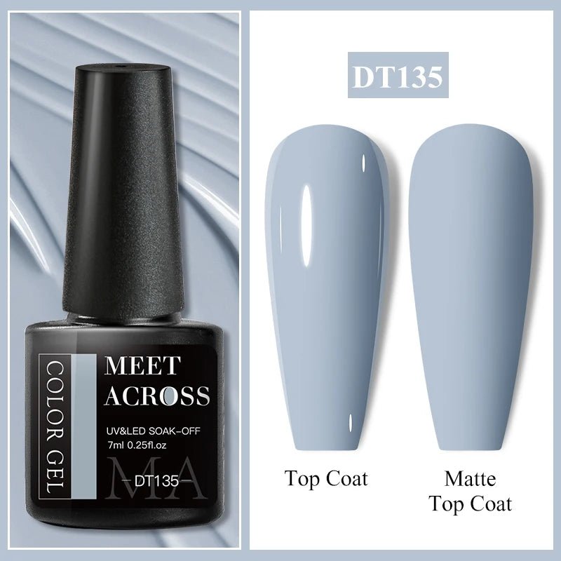 MEET ACROSS 7ml Gel Nail Polish Spring 140 Colors For Fall Decoration Semi Permanent Matte Top Coat Nail Art UV Gel Varnish - Paola Center