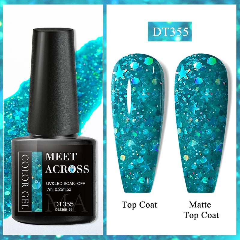 MEET ACROSS 7ml Gel Nail Polish Spring 140 Colors For Fall Decoration Semi Permanent Matte Top Coat Nail Art UV Gel Varnish - Paola Center
