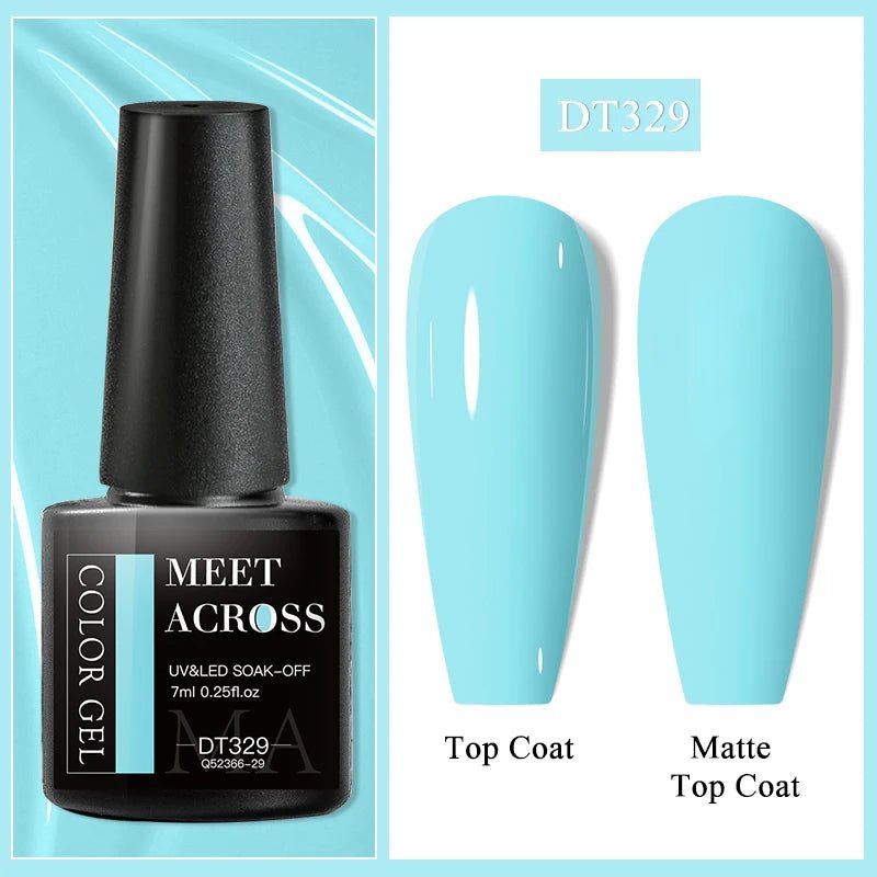 MEET ACROSS 7ml Gel Nail Polish Spring 140 Colors For Fall Decoration Semi Permanent Matte Top Coat Nail Art UV Gel Varnish - Paola Center