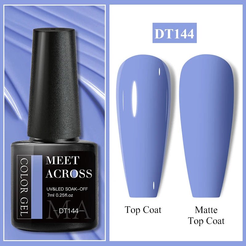 MEET ACROSS 7ml Gel Nail Polish Spring 140 Colors For Fall Decoration Semi Permanent Matte Top Coat Nail Art UV Gel Varnish - Paola Center