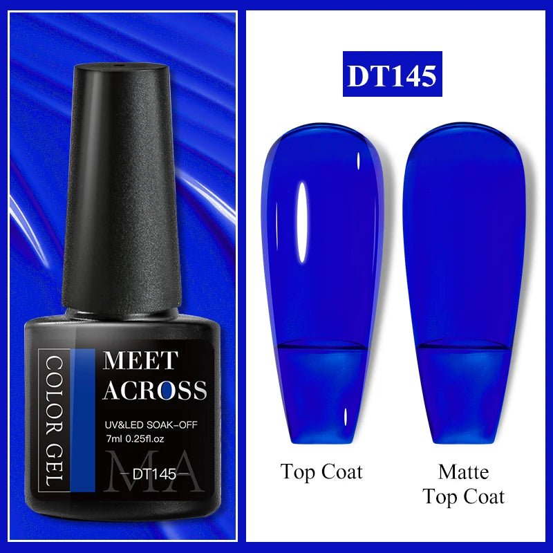 MEET ACROSS 7ml Gel Nail Polish Spring 140 Colors For Fall Decoration Semi Permanent Matte Top Coat Nail Art UV Gel Varnish - Paola Center