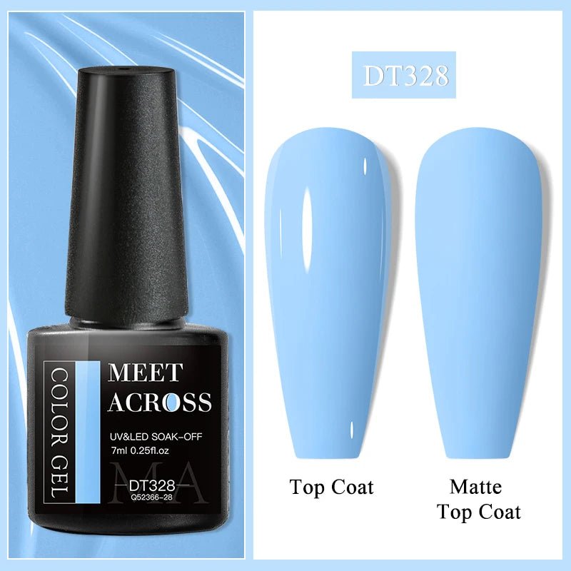 MEET ACROSS 7ml Gel Nail Polish Spring 140 Colors For Fall Decoration Semi Permanent Matte Top Coat Nail Art UV Gel Varnish - Paola Center