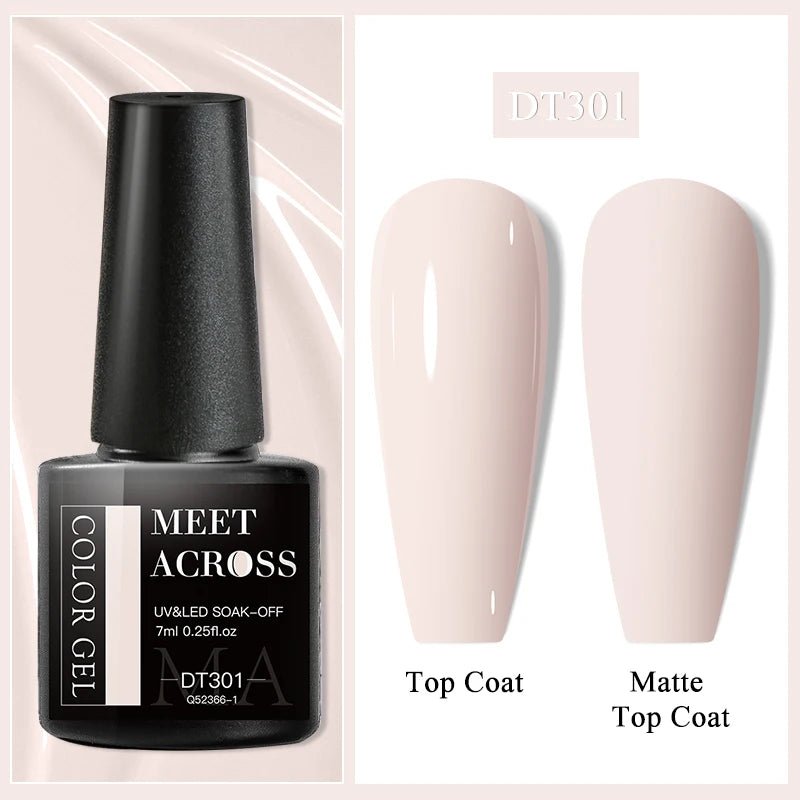 MEET ACROSS 7ml Gel Nail Polish Spring 140 Colors For Fall Decoration Semi Permanent Matte Top Coat Nail Art UV Gel Varnish - Paola Center