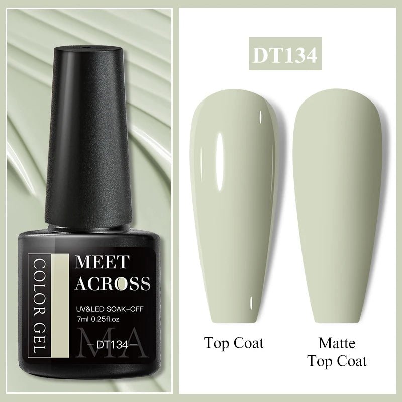 MEET ACROSS 7ml Gel Nail Polish Spring 140 Colors For Fall Decoration Semi Permanent Matte Top Coat Nail Art UV Gel Varnish - Paola Center