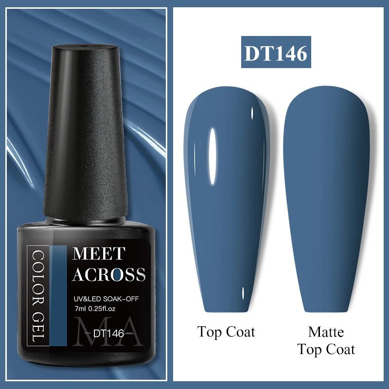 MEET ACROSS 7ml Gel Nail Polish Spring 140 Colors For Fall Decoration Semi Permanent Matte Top Coat Nail Art UV Gel Varnish - Paola Center