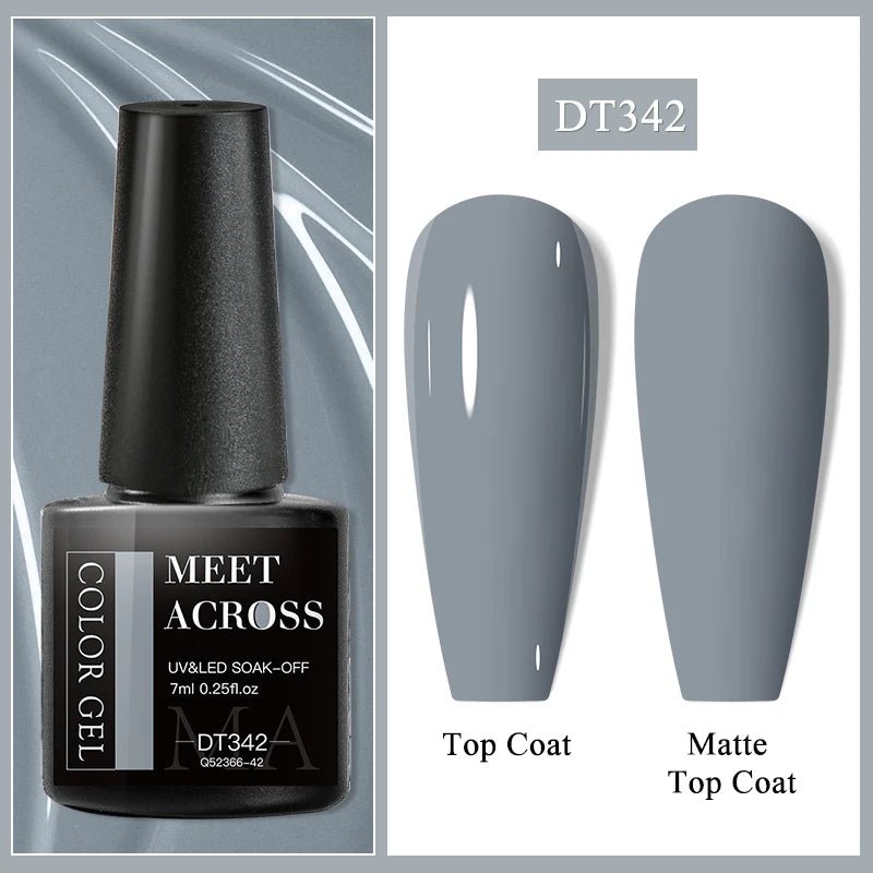 MEET ACROSS 7ml Gel Nail Polish Spring 140 Colors For Fall Decoration Semi Permanent Matte Top Coat Nail Art UV Gel Varnish - Paola Center