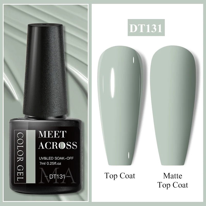 MEET ACROSS 7ml Gel Nail Polish Spring 140 Colors For Fall Decoration Semi Permanent Matte Top Coat Nail Art UV Gel Varnish - Paola Center