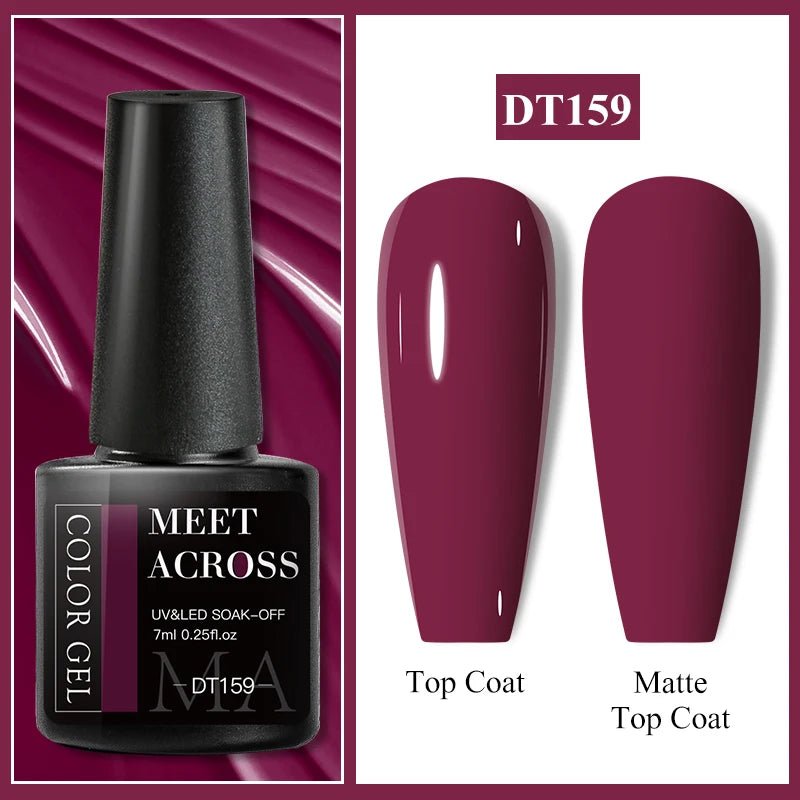 MEET ACROSS 7ml Gel Nail Polish Spring 140 Colors For Fall Decoration Semi Permanent Matte Top Coat Nail Art UV Gel Varnish - Paola Center