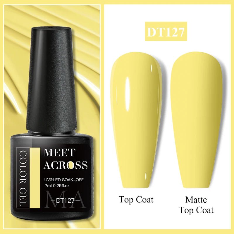 MEET ACROSS 7ml Gel Nail Polish Spring 140 Colors For Fall Decoration Semi Permanent Matte Top Coat Nail Art UV Gel Varnish - Paola Center