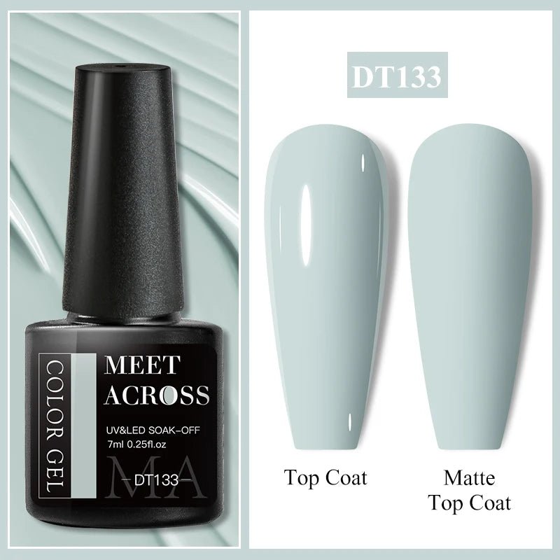 MEET ACROSS 7ml Gel Nail Polish Spring 140 Colors For Fall Decoration Semi Permanent Matte Top Coat Nail Art UV Gel Varnish - Paola Center