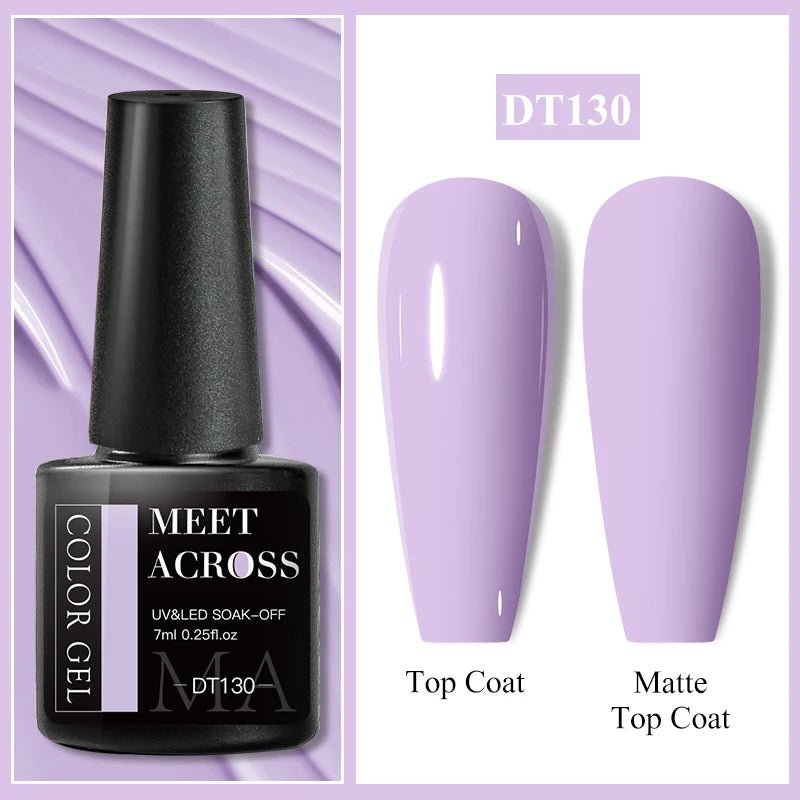 MEET ACROSS 7ml Gel Nail Polish Spring 140 Colors For Fall Decoration Semi Permanent Matte Top Coat Nail Art UV Gel Varnish - Paola Center
