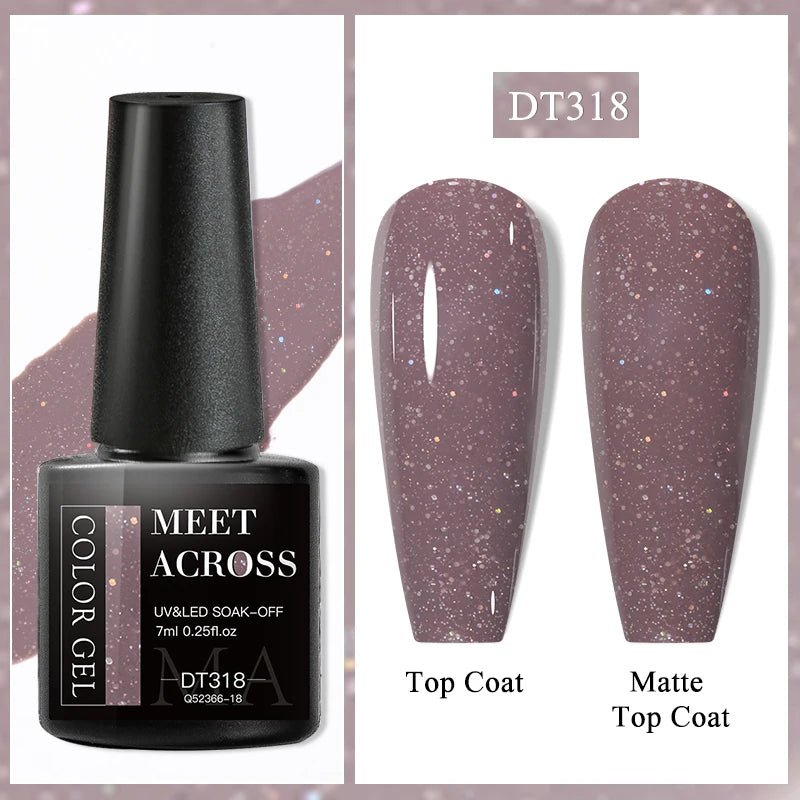 MEET ACROSS 7ml Gel Nail Polish Spring 140 Colors For Fall Decoration Semi Permanent Matte Top Coat Nail Art UV Gel Varnish - Paola Center