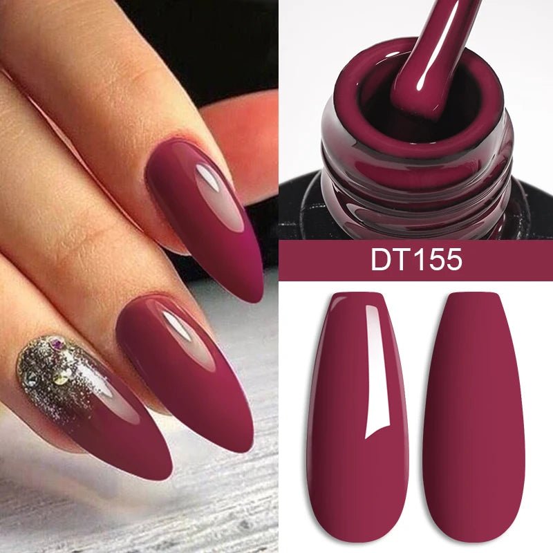 MEET ACROSS 7ml Red Gel Nail Polish Crystal Semi Permanent Soak Off UV Gel Varnish Nail Art Manicure Base Matte Top Coat Vernis - Paola Center