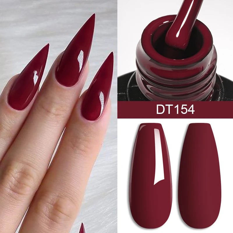 MEET ACROSS 7ml Red Gel Nail Polish Crystal Semi Permanent Soak Off UV Gel Varnish Nail Art Manicure Base Matte Top Coat Vernis - Paola Center
