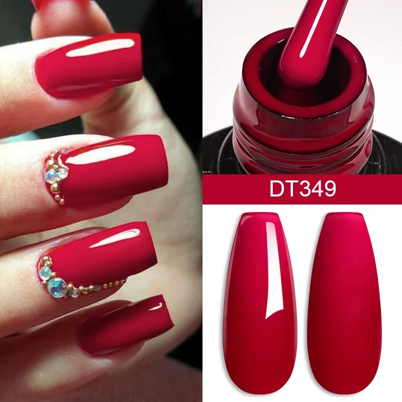 MEET ACROSS 7ml Red Gel Nail Polish Crystal Semi Permanent Soak Off UV Gel Varnish Nail Art Manicure Base Matte Top Coat Vernis - Paola Center