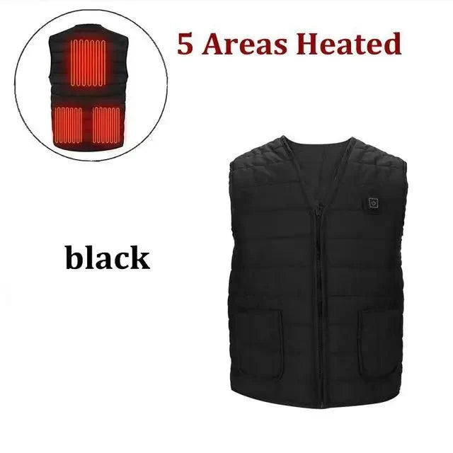 Men Autumn winter Smart heating Cotton Vest 9 area Heated V neck vest Women Outdoor Flexible Thermal Winter Warm Jacket M - 7XL - Verschic Paris