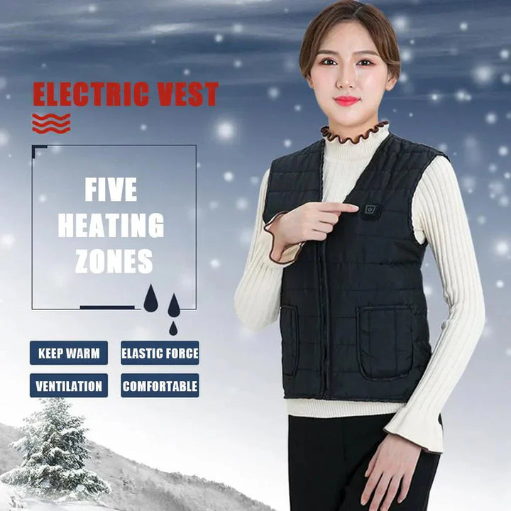 Men Autumn winter Smart heating Cotton Vest 9 area Heated V neck vest Women Outdoor Flexible Thermal Winter Warm Jacket M - 7XL - Verschic Paris