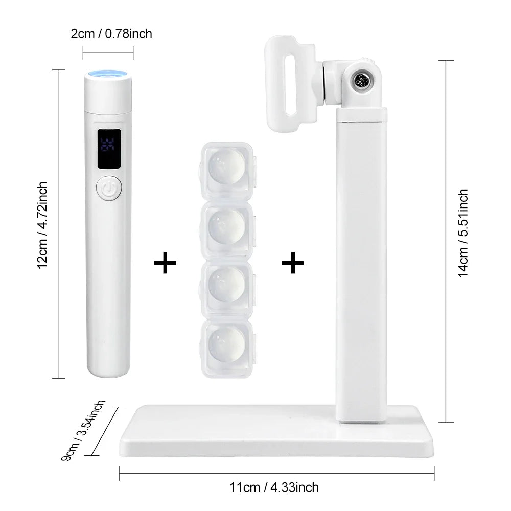 Paola Center Nail Art UV LED Light with adjustable stand and four replacement caps in white