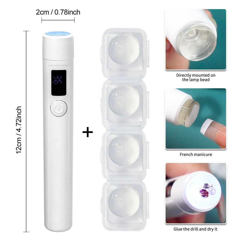 Paola Center Nail Art UV LED Light pen with interchangeable heads for French manicure and drying drill glue
