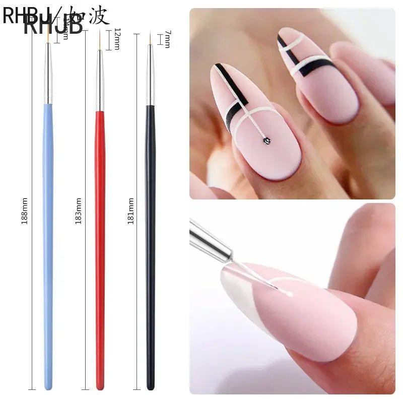 New 2025 Multiple nail art nail brush Design Tip Drawing Carving Dotting Nail Pen Builder Flat Liner Acrylic Gel Polish Manicure - Paola Center