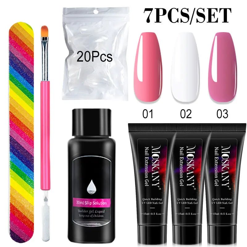 Poly Nail Gel Full Set With 6W LED Lamp Nail Set For Beginner Nail Tips Art 3D Design Decoration Extension Manicure Tools Kit - Paola Center