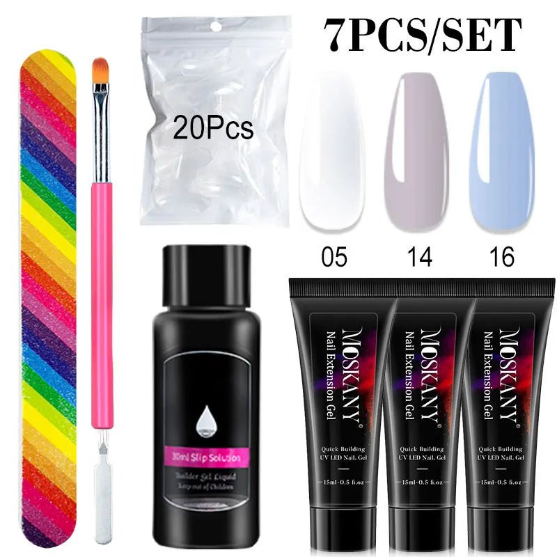 Poly Nail Gel Full Set With 6W LED Lamp Nail Set For Beginner Nail Tips Art 3D Design Decoration Extension Manicure Tools Kit - Paola Center