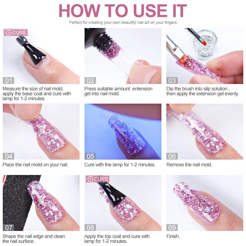 Poly Nail Gel Full Set With 6W LED Lamp Nail Set For Beginner Nail Tips Art 3D Design Decoration Extension Manicure Tools Kit - Paola Center