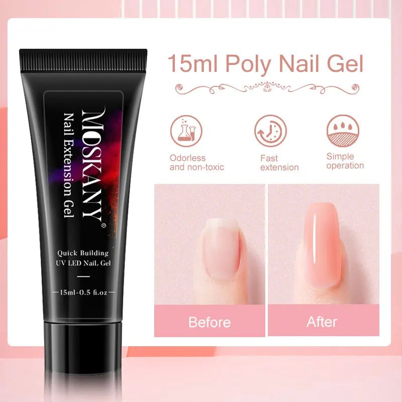 Poly Nail Gel Full Set With 6W LED Lamp Nail Set For Beginner Nail Tips Art 3D Design Decoration Extension Manicure Tools Kit - Paola Center