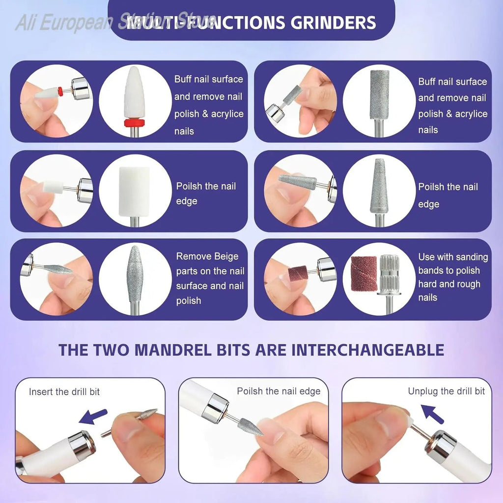 Professional Electric Nail Drill Machine for Manicure & Pedicure – Nail Grinder, Polisher & Cuticle Remover – Home & Salon Use - Paola Center