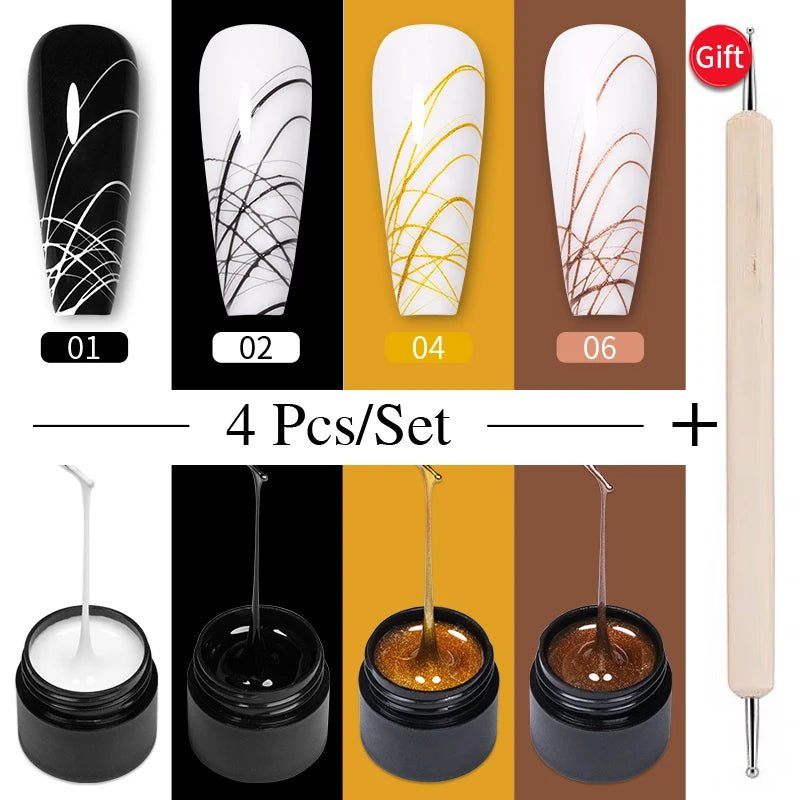 PUENTE 6Pcs Aurora Shell Thread Cat Magnetic Gel Polish Set With Magnet Glitter Pearl Cat Eye Gel Soak Off Nail Art Varnish Kit - Paola Center
