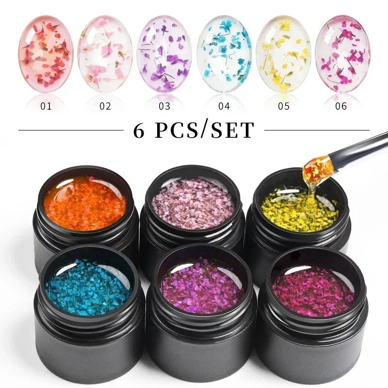 PUENTE 6Pcs Aurora Shell Thread Cat Magnetic Gel Polish Set With Magnet Glitter Pearl Cat Eye Gel Soak Off Nail Art Varnish Kit - Paola Center