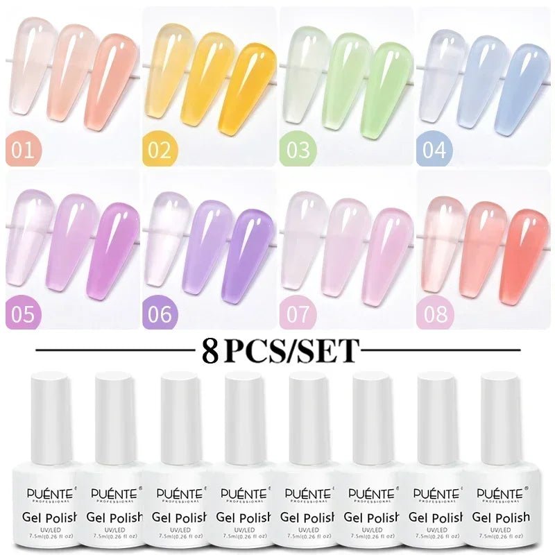 PUENTE 6Pcs Aurora Shell Thread Cat Magnetic Gel Polish Set With Magnet Glitter Pearl Cat Eye Gel Soak Off Nail Art Varnish Kit - Paola Center