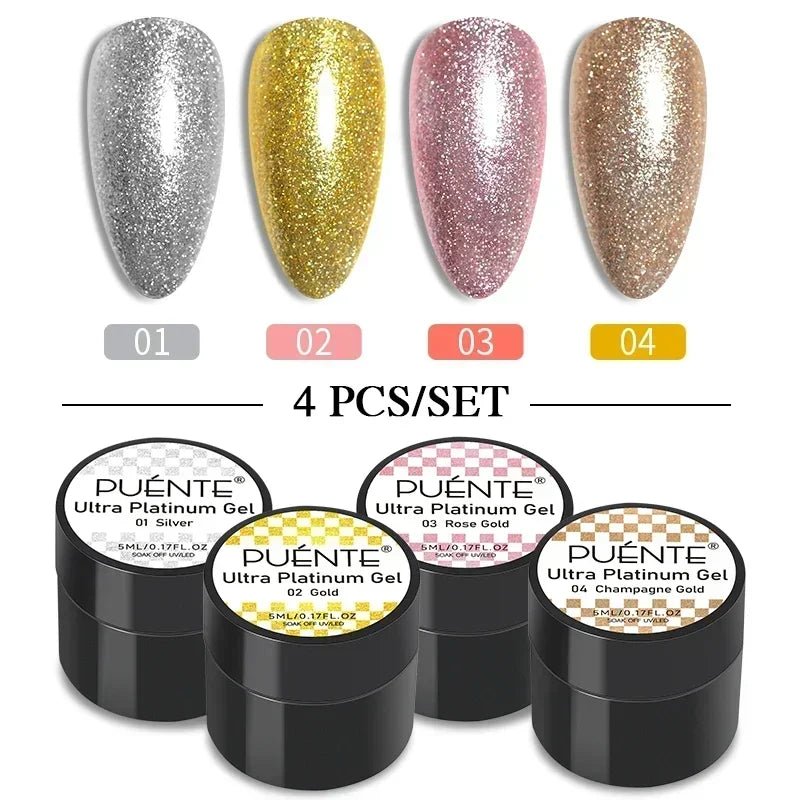 PUENTE 6Pcs Aurora Shell Thread Cat Magnetic Gel Polish Set With Magnet Glitter Pearl Cat Eye Gel Soak Off Nail Art Varnish Kit - Paola Center