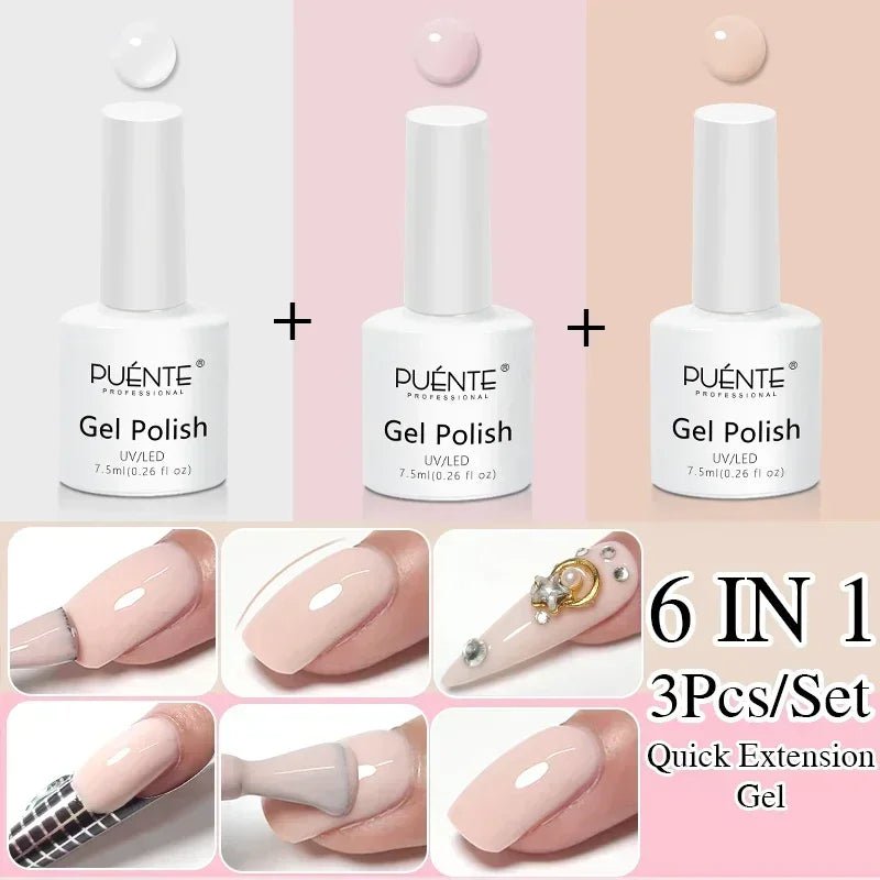 PUENTE 6Pcs Aurora Shell Thread Cat Magnetic Gel Polish Set With Magnet Glitter Pearl Cat Eye Gel Soak Off Nail Art Varnish Kit - Paola Center