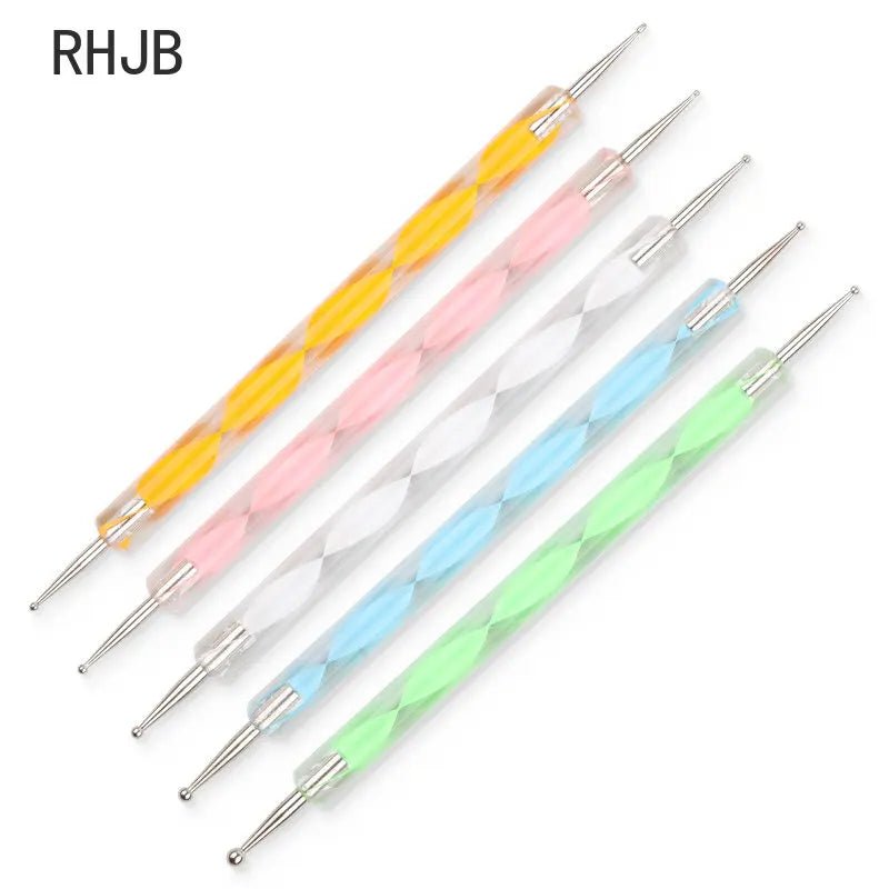 RHJB 5PCS New 3D Uv Gel Art Nail Fingernails, Drill, Fingernail, Punch Tool, Nail Manicure Nail Brush Brush Set - Paola Center