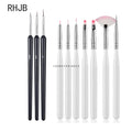 Set of detailed nail art brushes including flat liner nail pen for home salon and fine tip tools